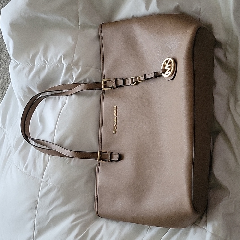 Michael Kors large taupe travel tote